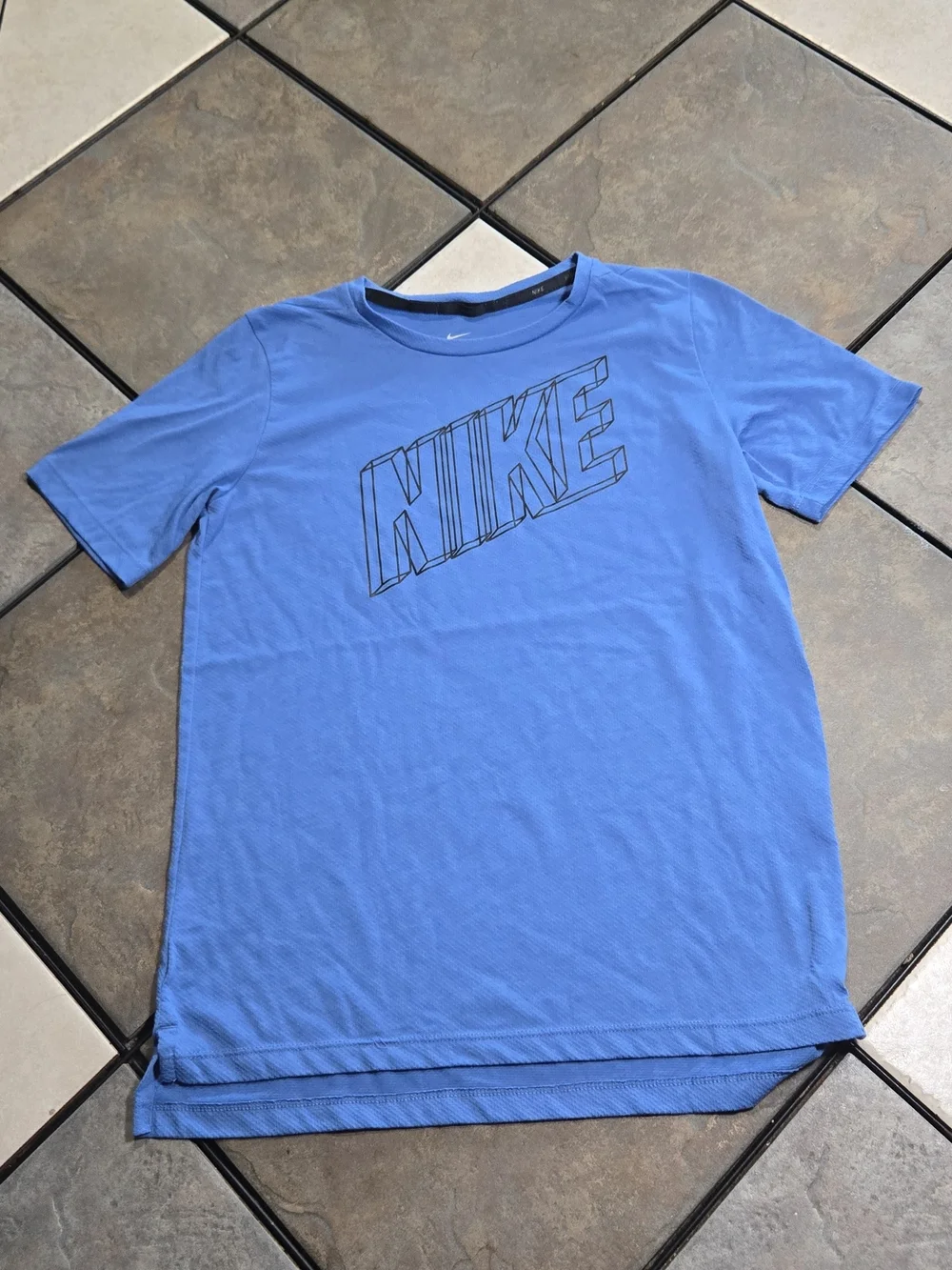 Nike Dri-FIT T-Shirt Boys Large 14/16 Blue Athletic Mesh Performance Tee Active